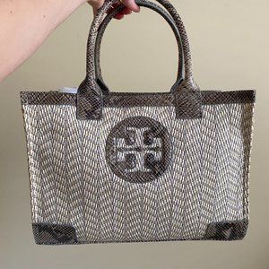 Tory Burch Straw/Snakeskin Ella Tote